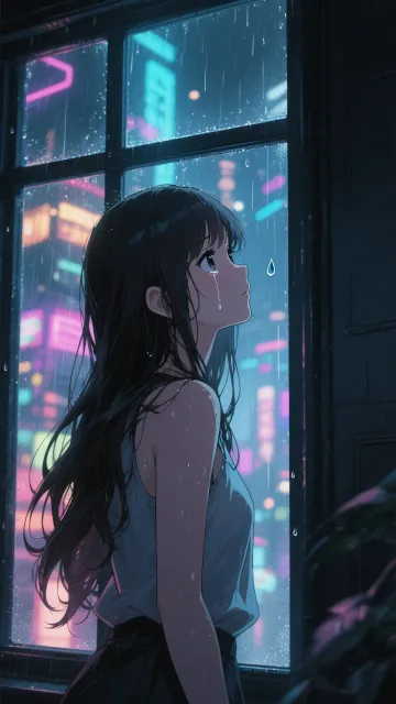 A sentimental anime artwork… - 夜に沈む感情
