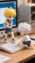動画投稿の裏側、アニキャラのフィギュア達が主に代わってお手伝いしていた♡