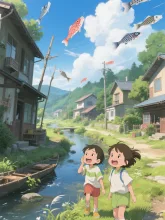 強風でリリースされた鯉のぼり
