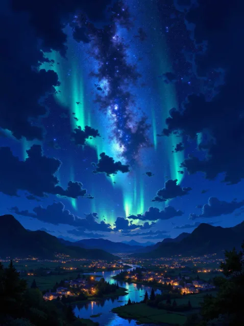 星雲とオーロラ