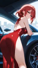 スーパーカー·真紅の車体に寄り添う の投稿作品
