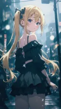 霧の街を歩く黄色