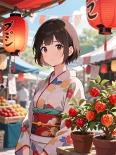 浴衣でほおずき市