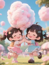わーい、わたあめだ！