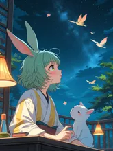 夜空の下で
