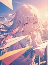 紙ヒコーキと屋上の少女。