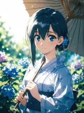 紫陽花と和傘·初夏チャレンジ の投稿作品