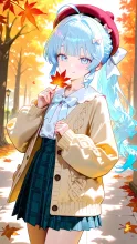 紅葉狩り水色ちゃん