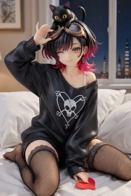 オーバーサイズのトレーナーで…パンク娘と黒ニャンコ…フィギュア…黒