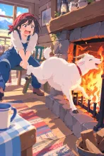 「こらーっ！なんで暖炉に入るの！」