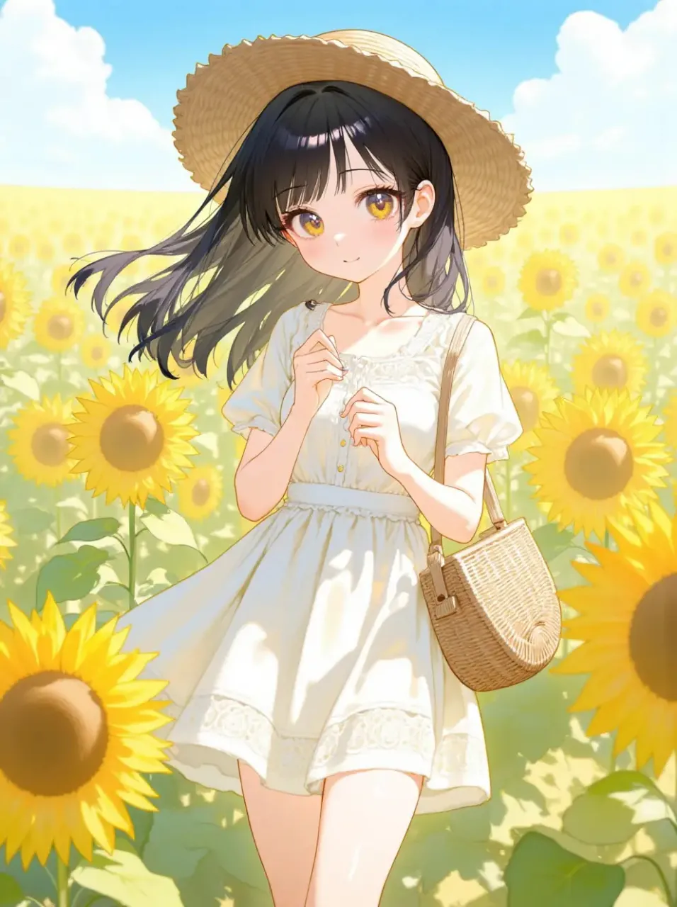 ひまわりと女の子