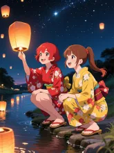 双子と灯籠流し