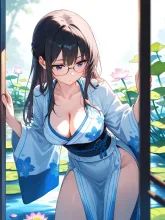 蓮と和装美人·夏の朝の蓮池 の投稿作品