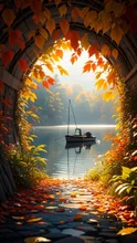 紅葉のトンネル — ゼンゾーさんのAIイラスト