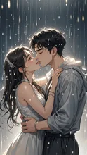 雨の中でキス