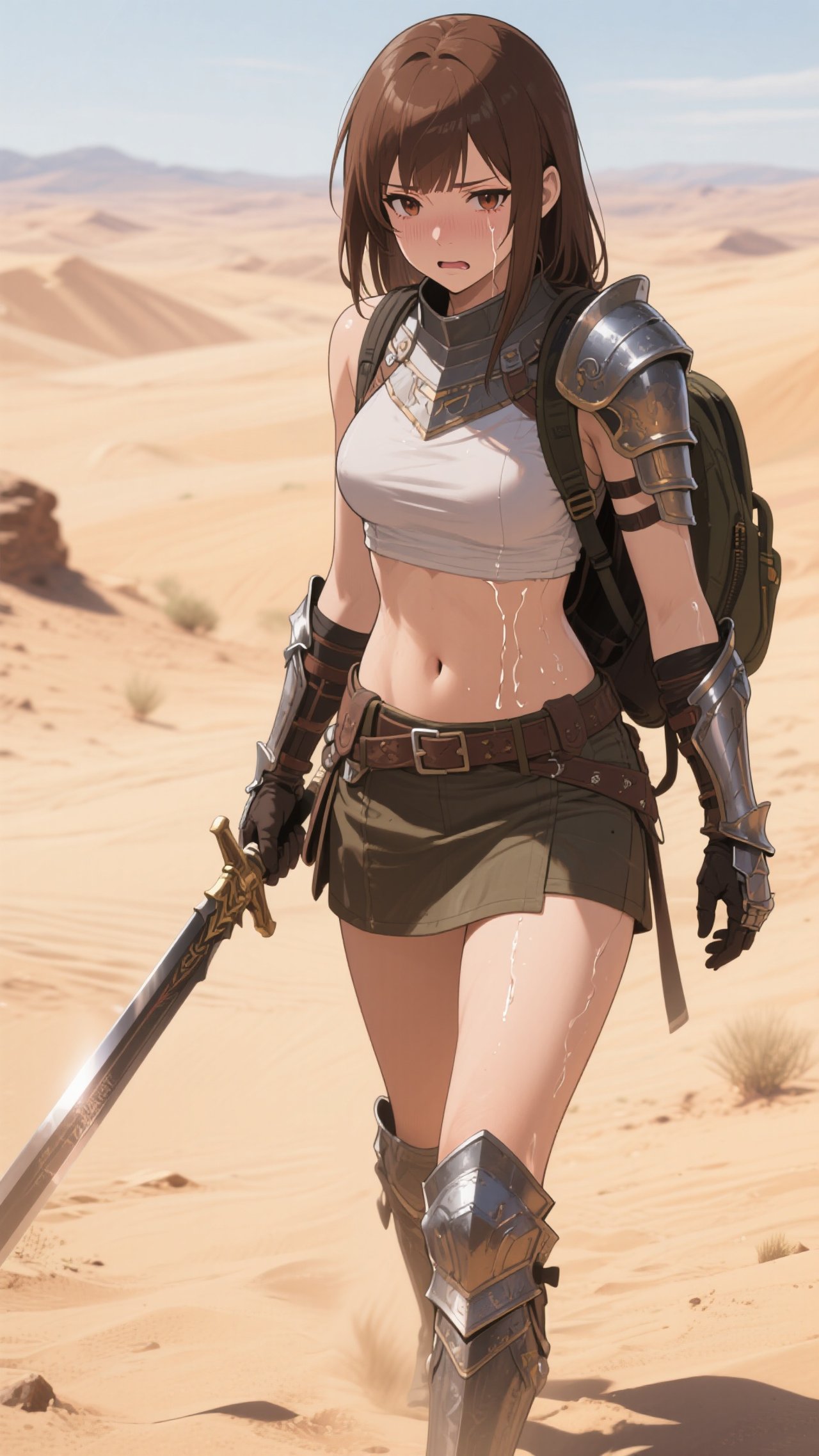 砂漠の中を歩く美少女勇者