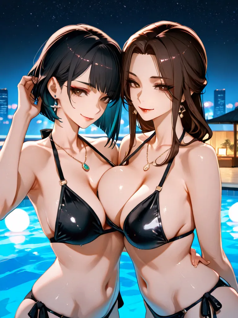 ナイトプールの美女 — 唐揚げさんのAIイラスト