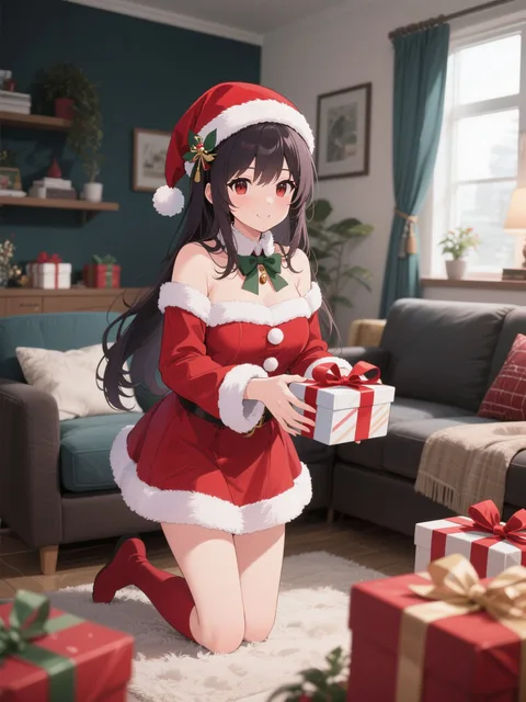 サンタクロースコスプレの美少女