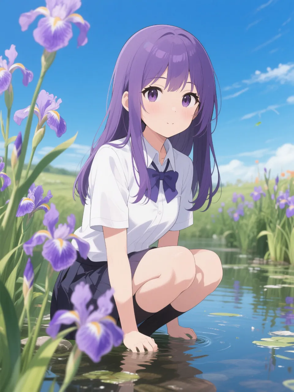 高精度アニメ - 花菖蒲の咲く池 / 444 epsilon
