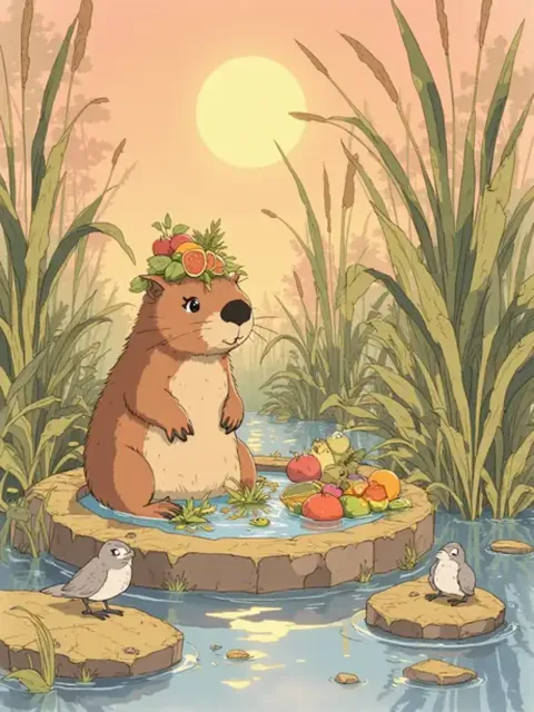 "Meet Sunny the Capybara - where marshland adventures blend…