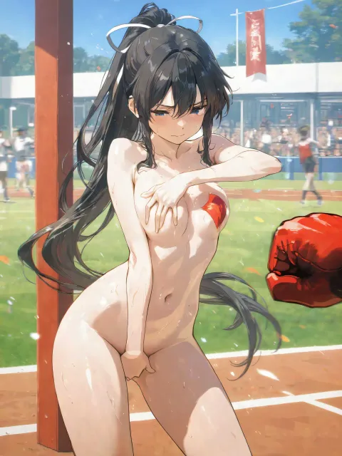 体育祭、紅白幕のかかる校舎、屋外の運動場、クラス対抗、野球拳
