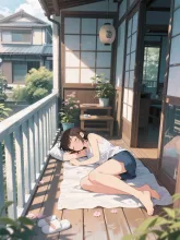 縁側で昼寝·チャレンジ の投稿作品