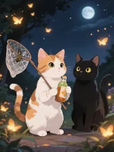 ほたるをつかまえるにゃん🐱🐱