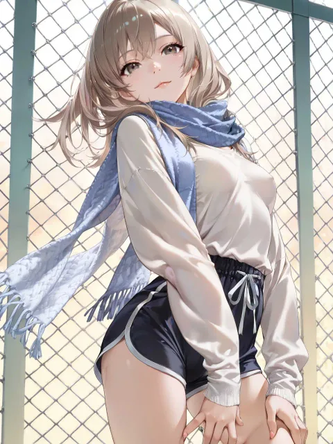 1girl、portrait、standing - マフラー vs 素首