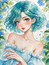 Aqua Bloom 〜華咲く乙女〜 — 水彩画イラストのAIイラスト|SUPPART