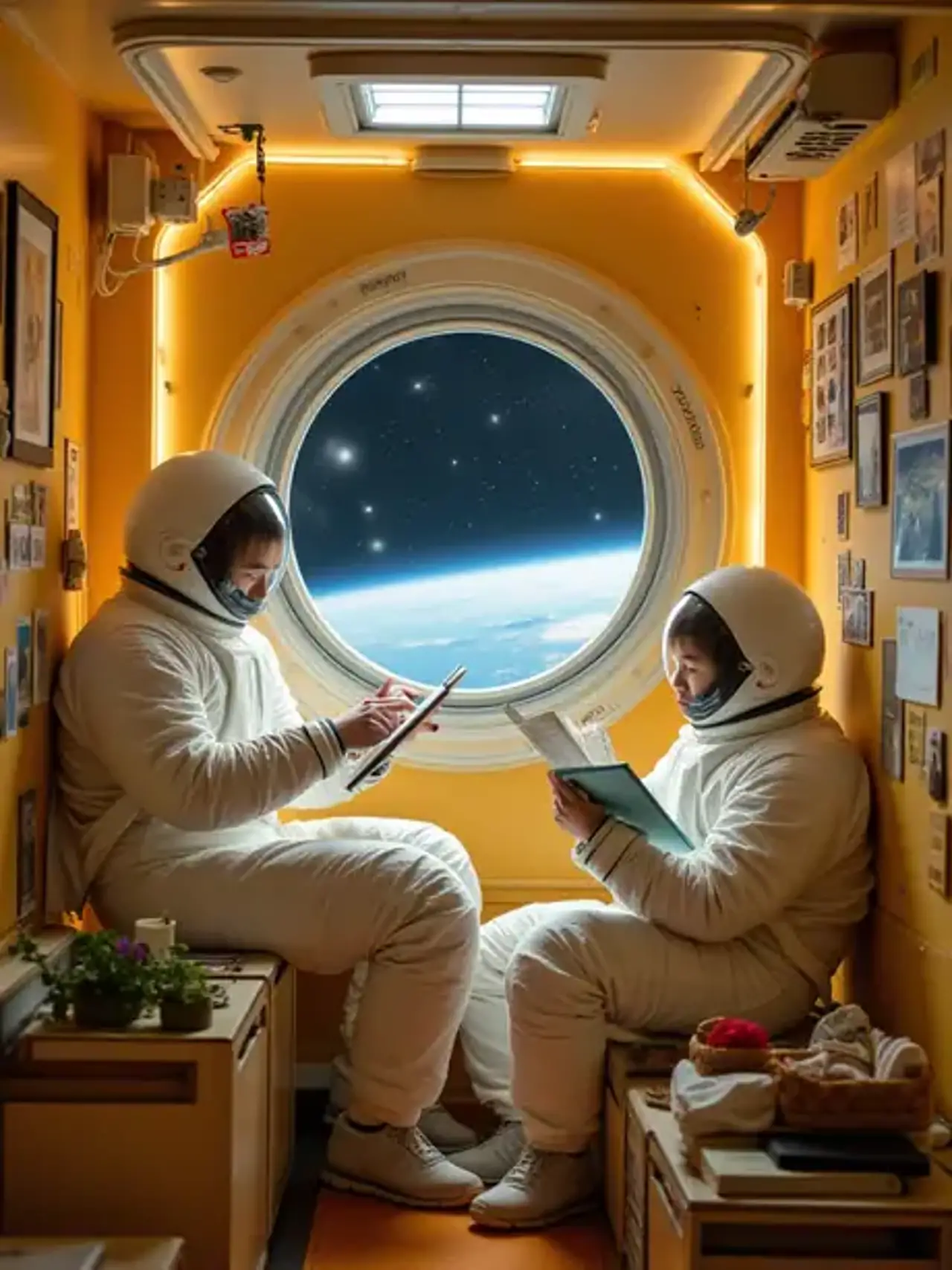 Amidst the vast expanse of stars, a haven of human warmth an…