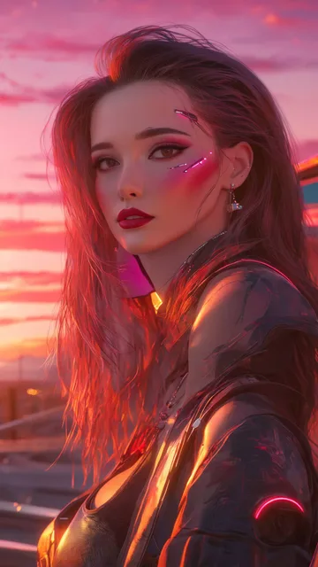 口紅色の夕陽