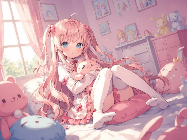 桃色と白色を基調とした可愛らしい子供部屋