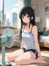 扇風機と美少女