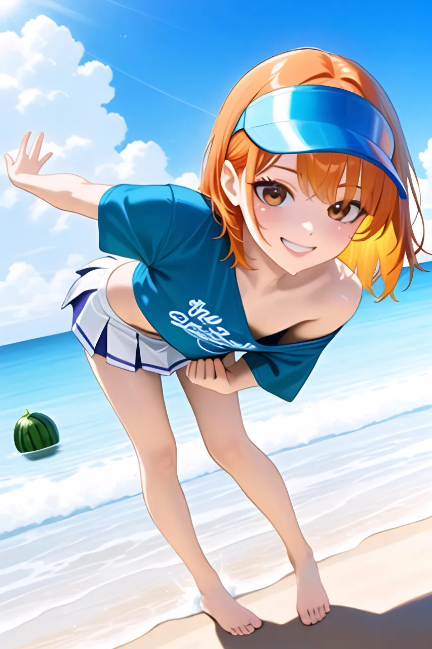 青い空と白い雲と海と西瓜とチアガール…橙
