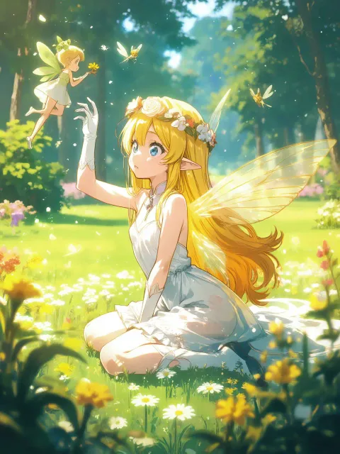 fairy、translucent wings - 妖精の花園