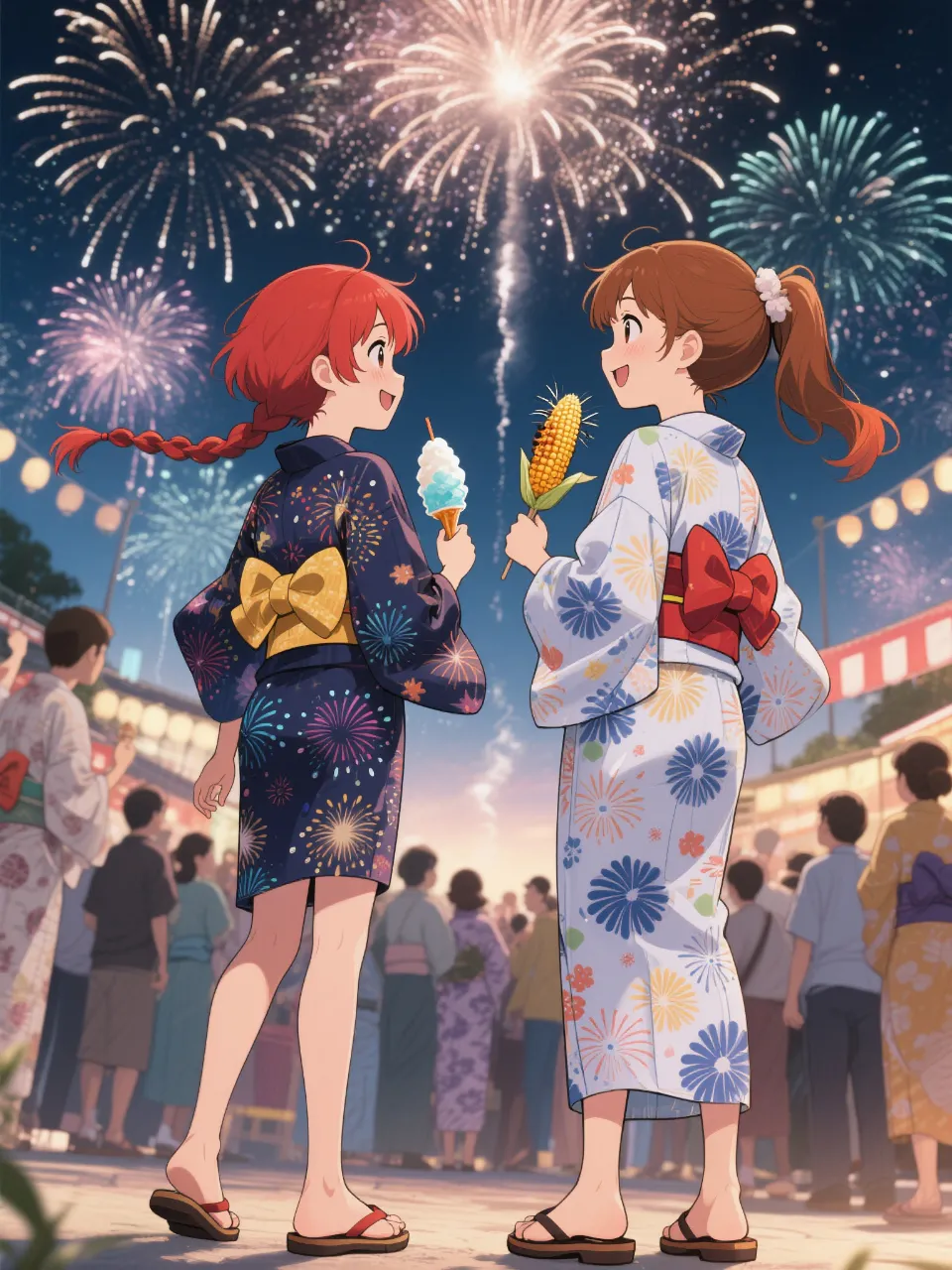 双子と花火大会