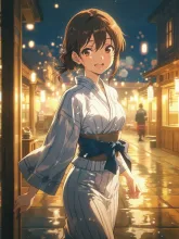 涼やかな浴衣の試着·初夏チャレンジ の投稿作品