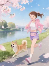 朝の愛犬とジョギング