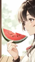 星降るスイカと縁側・お姉さん