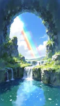画像生成チャレンジ·虹と洞窟 の投稿作品
