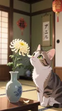 子猫と菊の節句