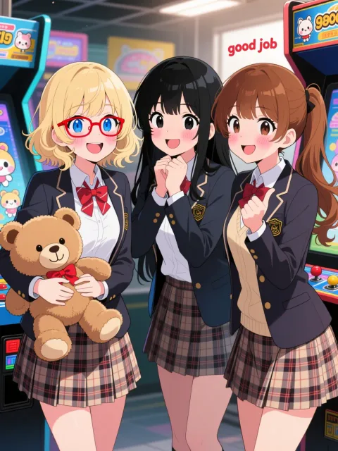 ん?🤨おー!😯テディベアゲットしたの?!😳スゴイじゃん!🤯