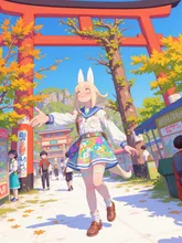 秋の神社と君