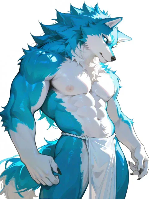 #イラスト系、#獣人の全身を描く、#衣服の着用なし