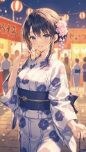 夏祭りを楽しむ浴衣姿の少女