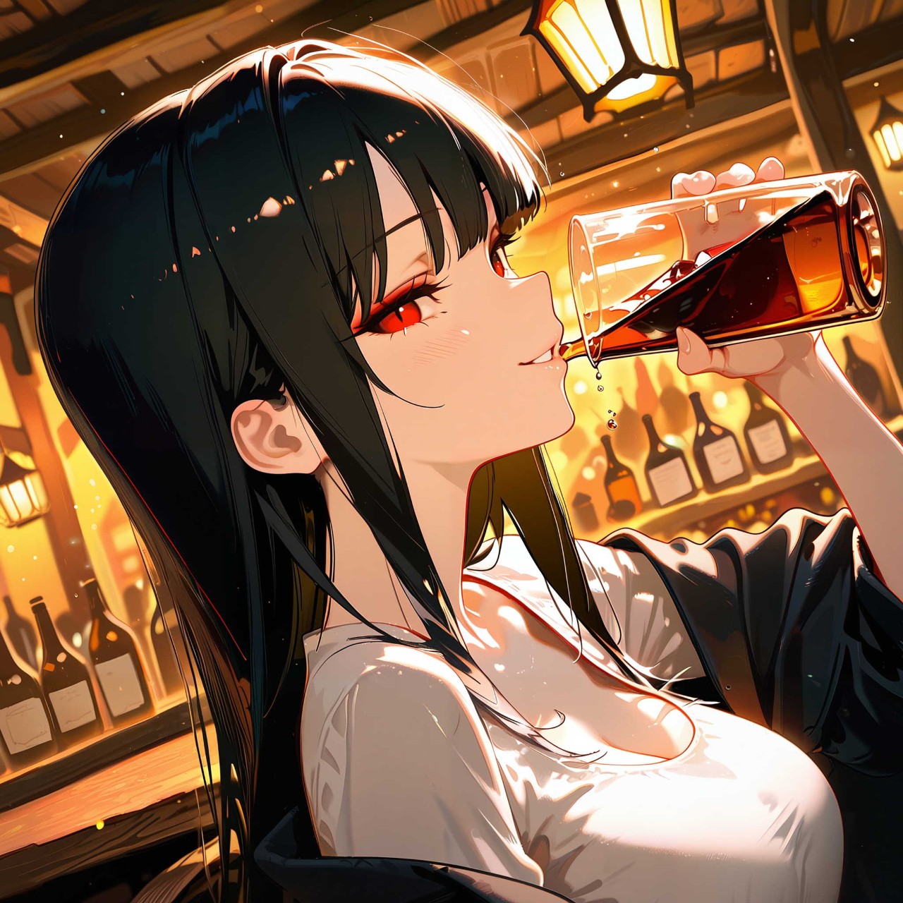 琥珀の誘惑 ～深夜の居酒屋にて～ — 衛宮家の一族さんのAIイラスト