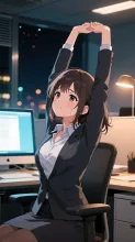 S 「ん〜やっと終わった〜」 — オフィスレディイラストのAIイラスト|SUPPART
