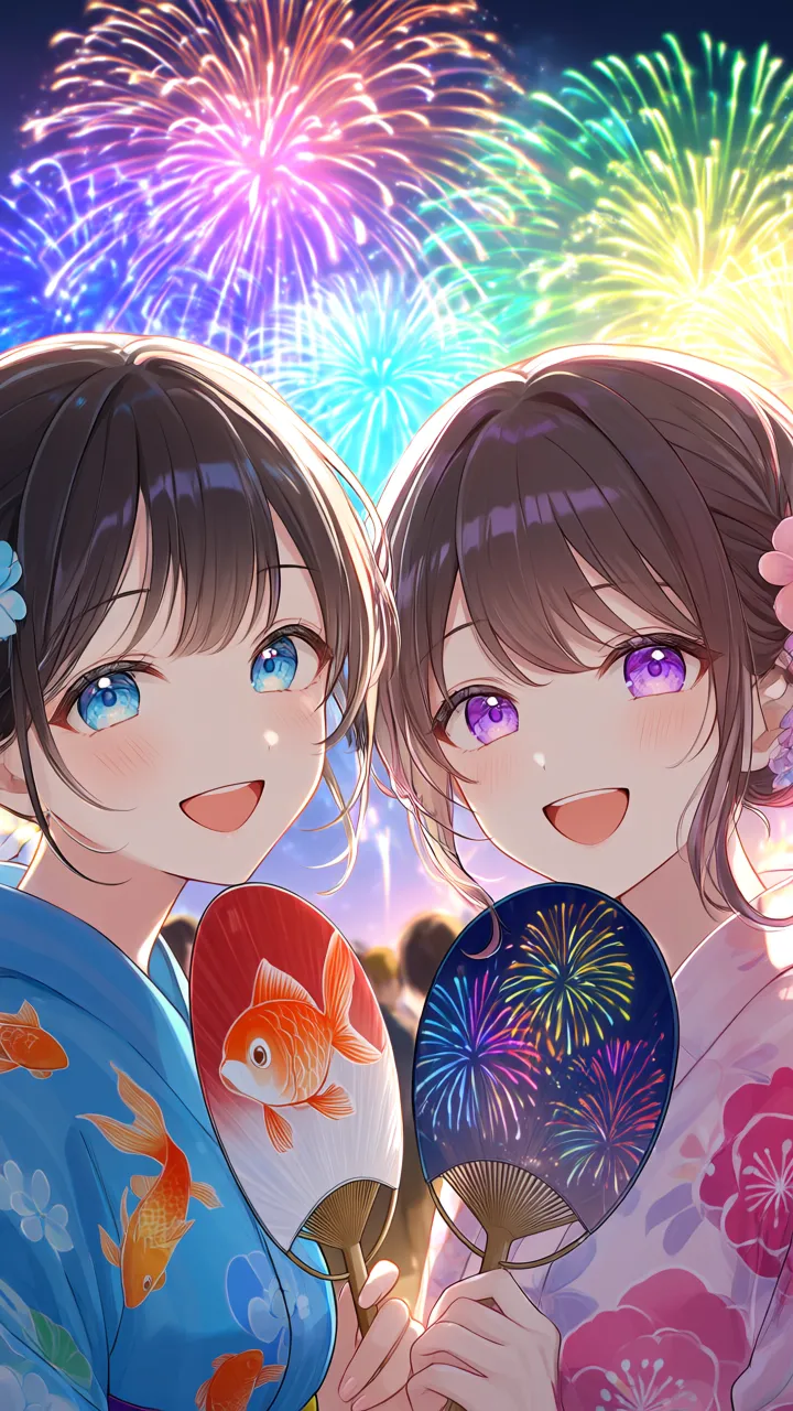 P 浴衣と大輪の華