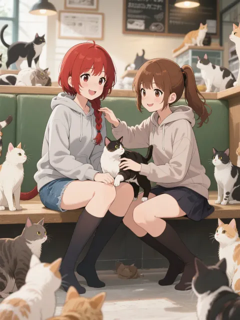 双子と猫カフェ
