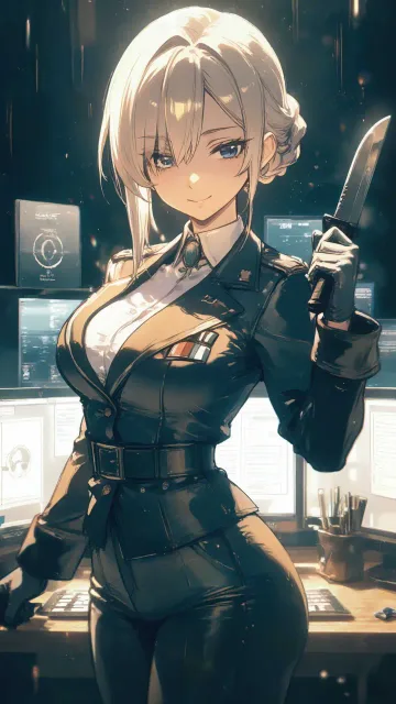 タイトな軍服、凛々しく色っぽい、大人の女性